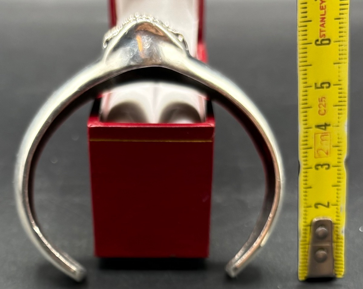 BRACELET JONC 3/4 OUVRANT EN ARGENT MASSIF DES ANNÉES 1980 SIGNÉ “M “-photo-7