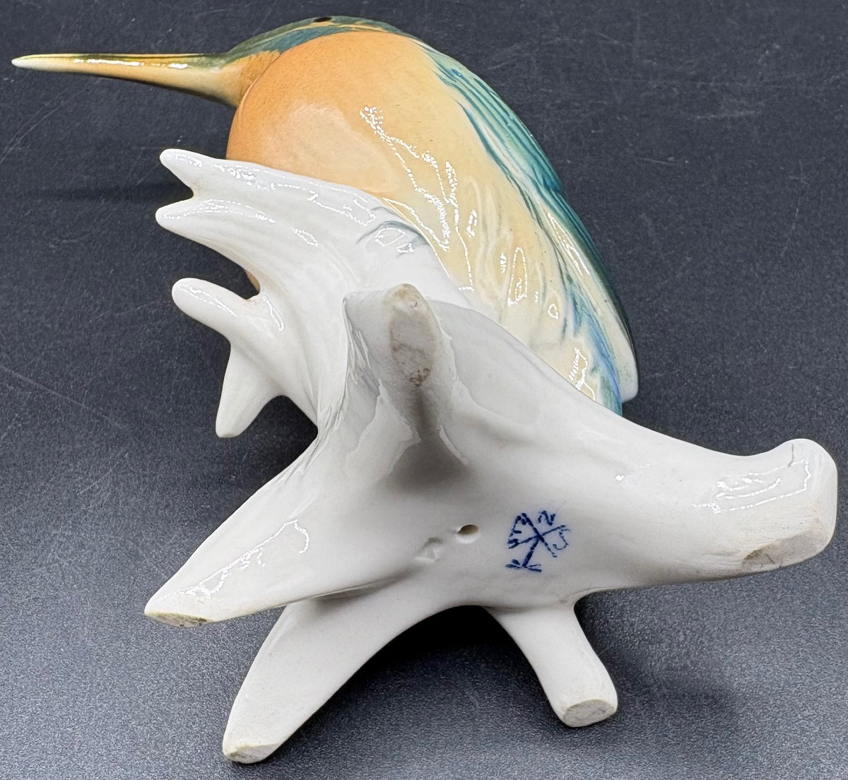 Enameled Porcelain Kingfisher Bird From The 1920s By Karl Ens Saxe-photo-1