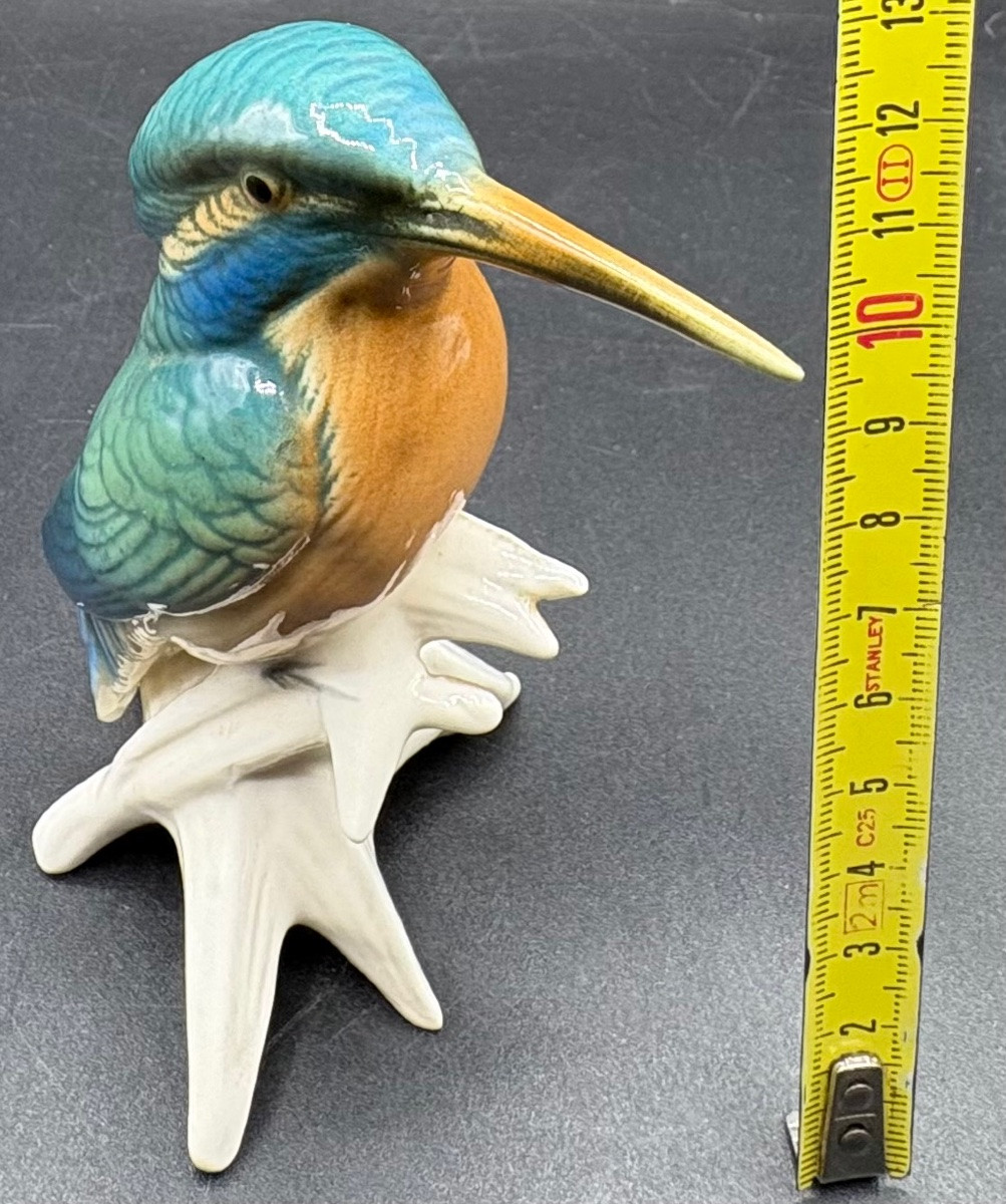 Enameled Porcelain Kingfisher Bird From The 1920s By Karl Ens Saxe-photo-4