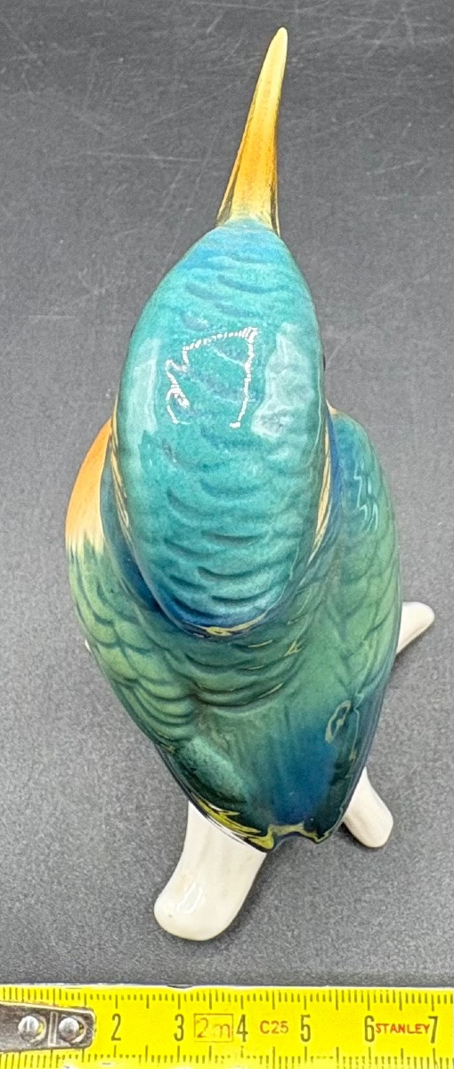 Enameled Porcelain Kingfisher Bird From The 1920s By Karl Ens Saxe-photo-5