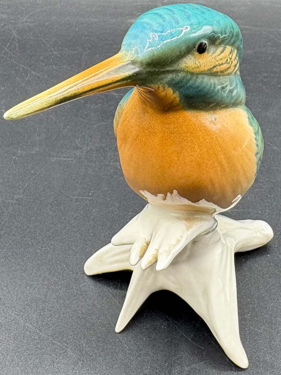 Enameled Porcelain Kingfisher Bird From The 1920s By Karl Ens Saxe