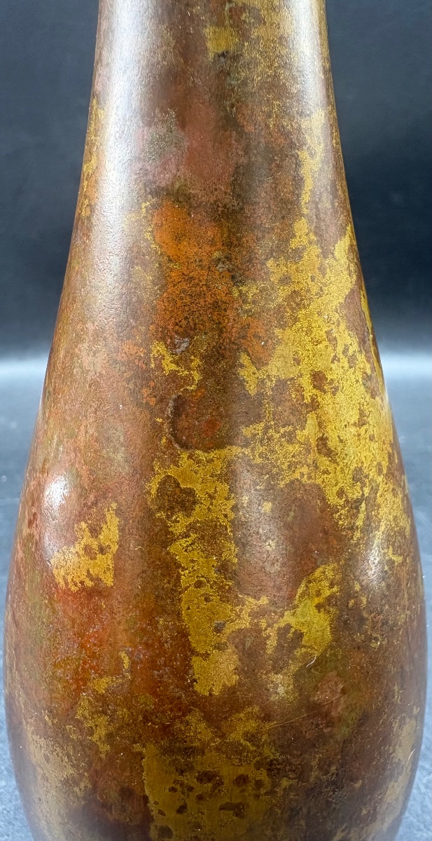 1930s Japanese Patinated Bronze Soliflore Vase-photo-2
