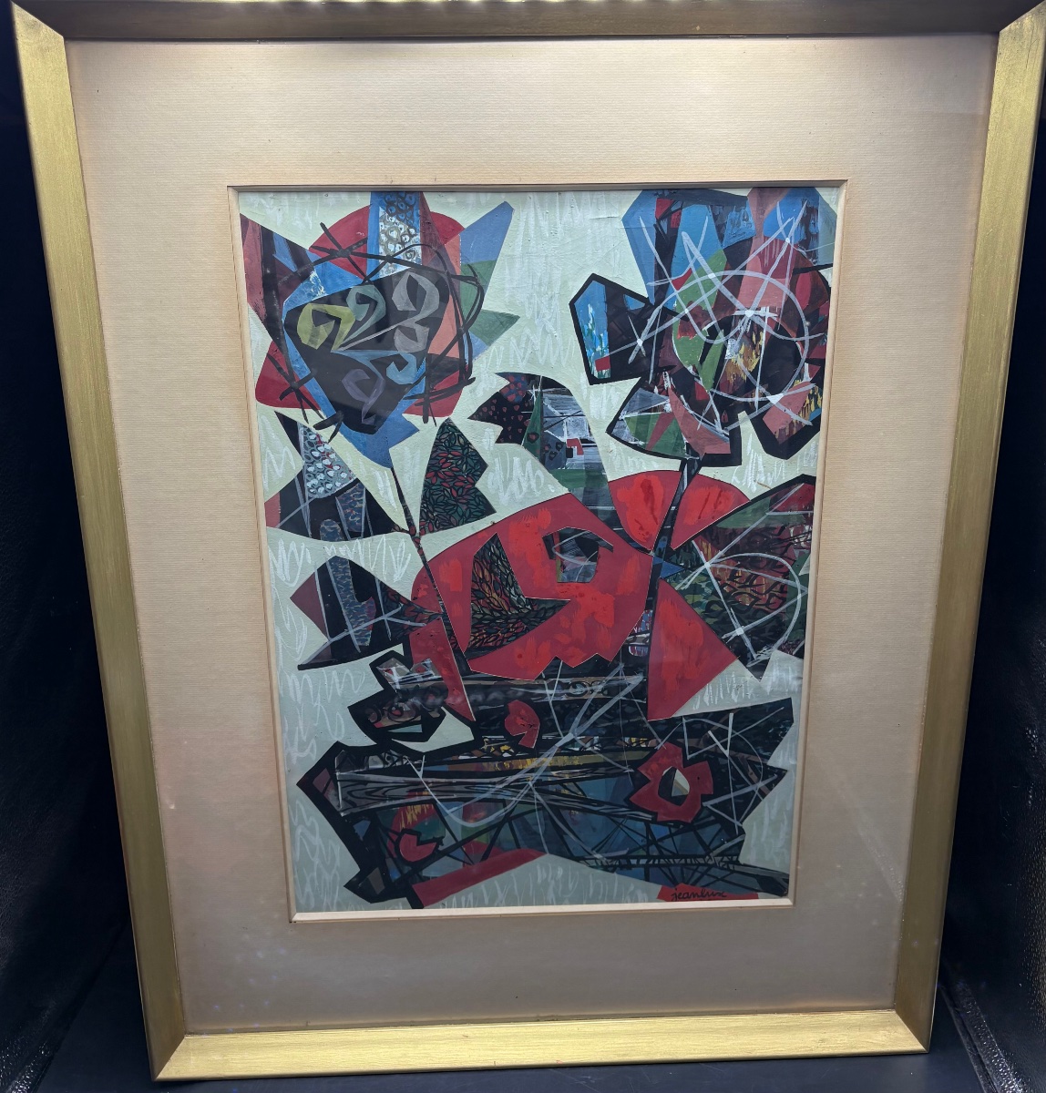 Composition Of Gouaches And Glued Cut-outs From 1964 By Jeanlux