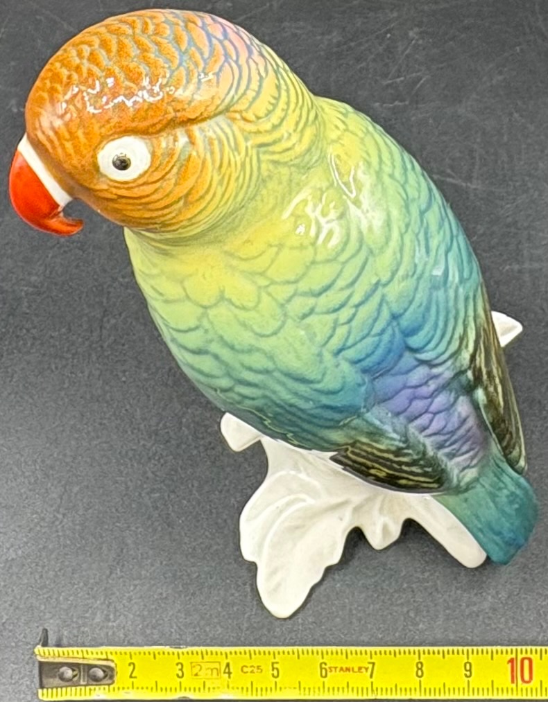 SUJET PERROQUET EN PORCELAINE ÉMAILLÉE DES ANNÉES 1920 PAR KARL ENS -photo-5