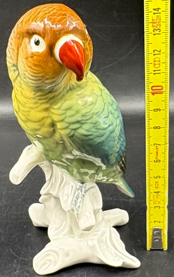 SUJET PERROQUET EN PORCELAINE ÉMAILLÉE DES ANNÉES 1920 PAR KARL ENS -photo-6