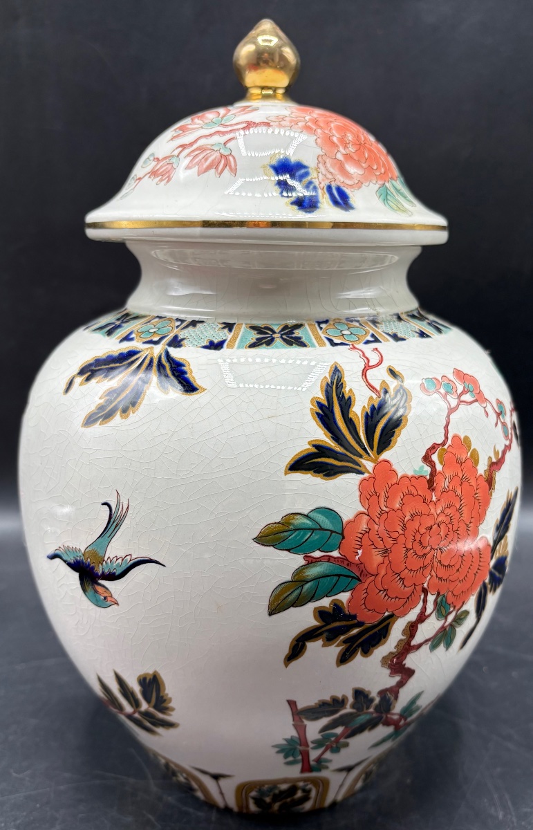 1900s Gold-glazed Earthenware Covered Vase By Old Foley