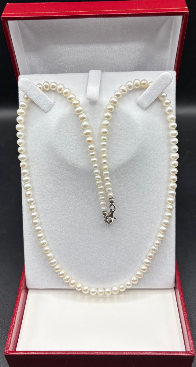 1970s/80s Cultured Pearl And Japanese Silver Necklace-photo-2