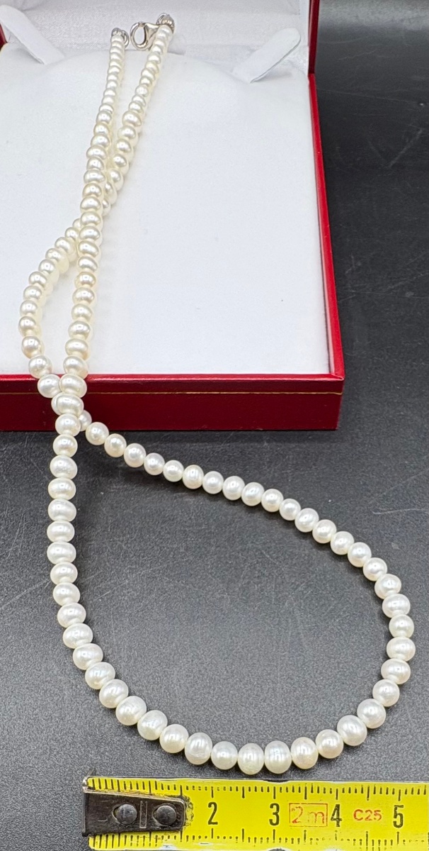 1970s/80s Cultured Pearl And Japanese Silver Necklace-photo-3