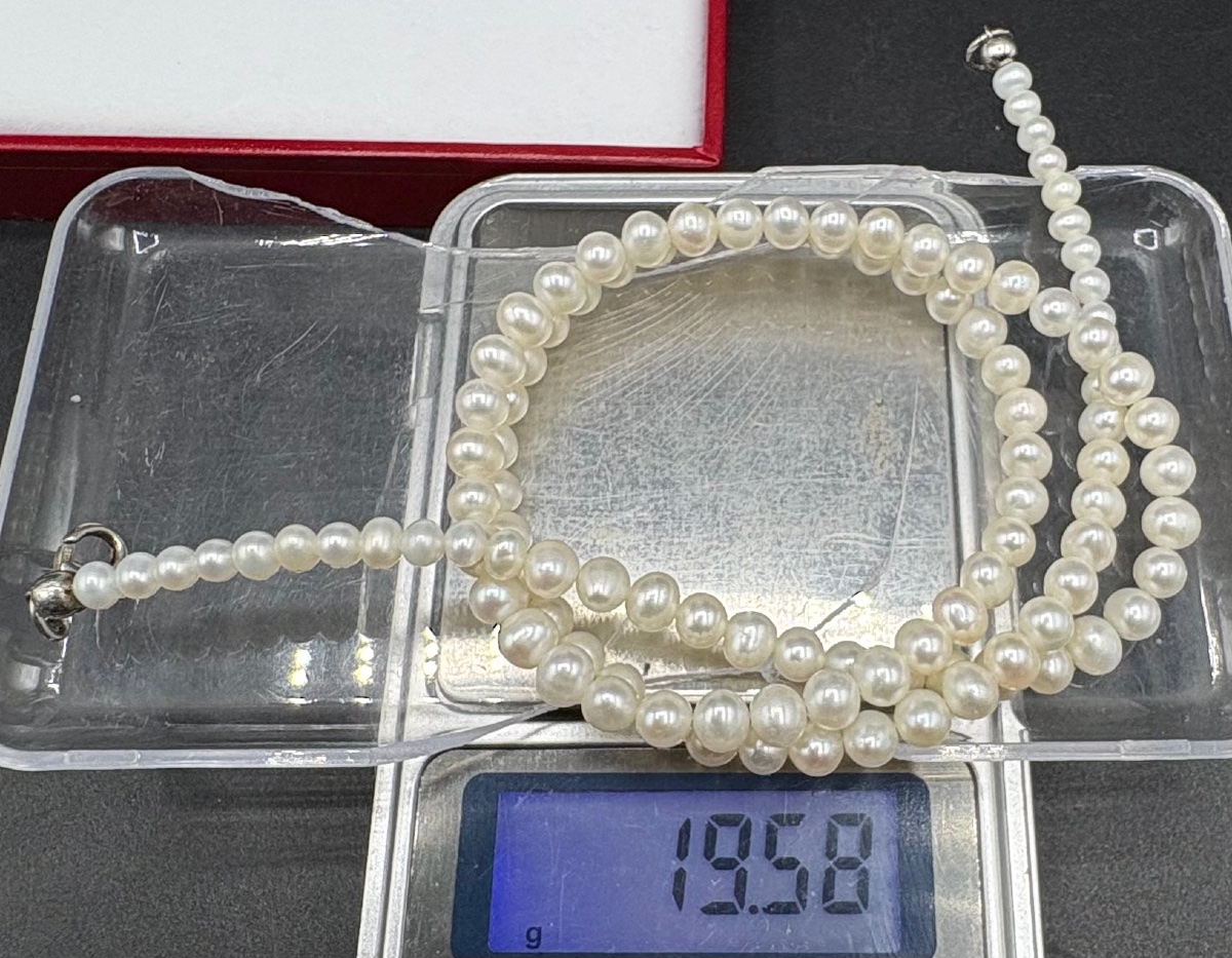 1970s/80s Cultured Pearl And Japanese Silver Necklace-photo-5