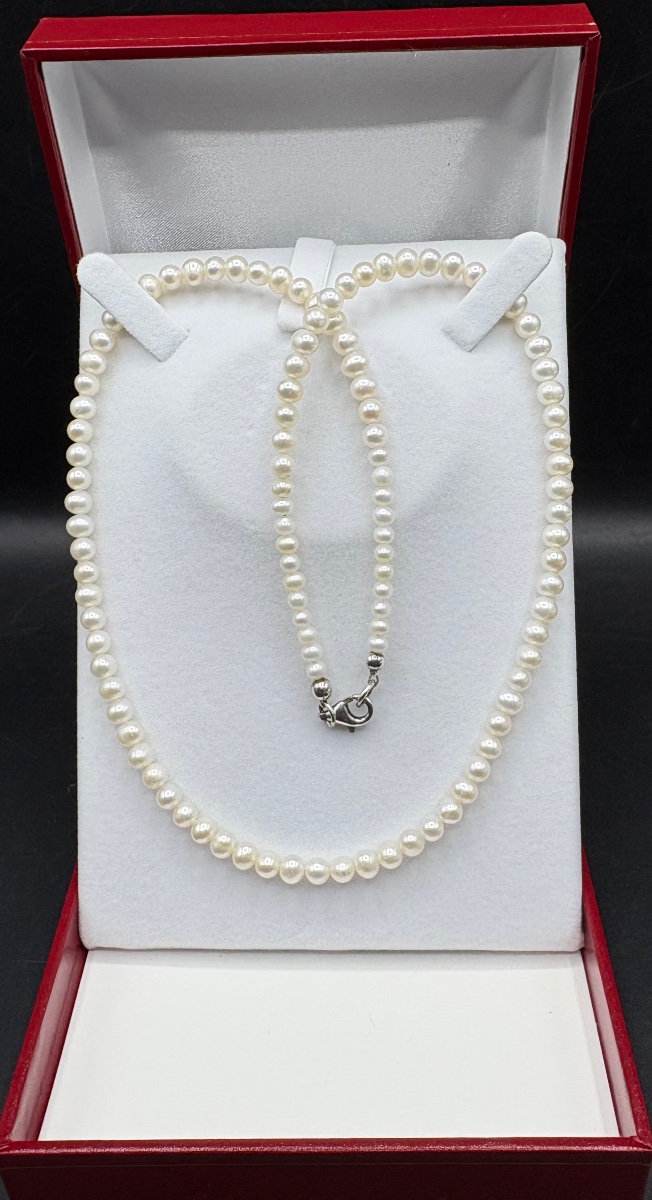 1970s/80s Cultured Pearl And Japanese Silver Necklace