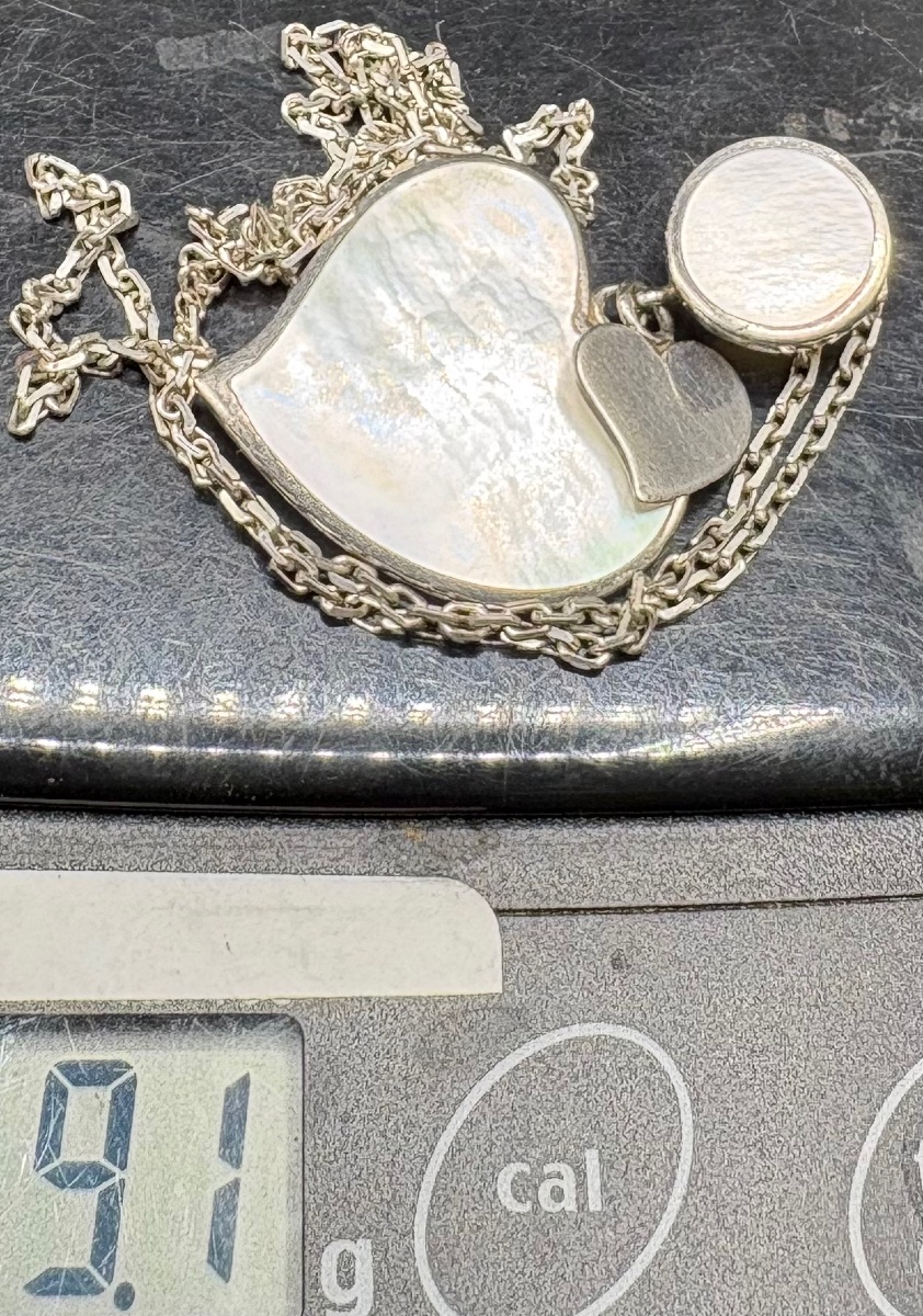Sterling Silver And Mother-of-pearl Pendant From The French 1980s-photo-5