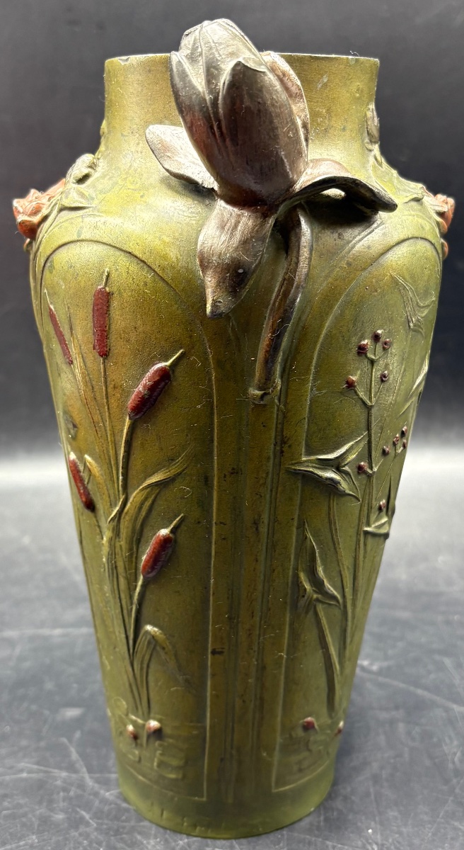 VASE EN RÉGULE PATINÉ DES ANNÉES 1900 SIGNÉ, FRANÇAIS -photo-4