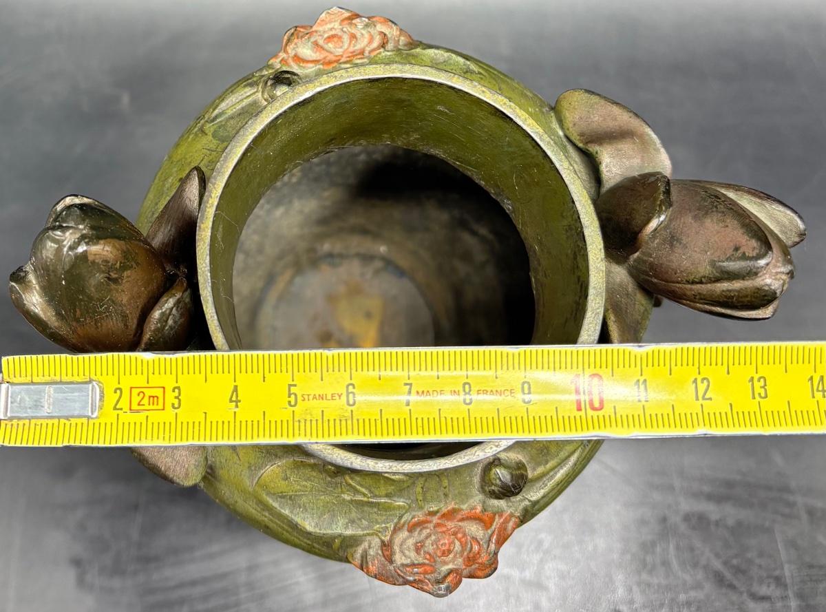 VASE EN RÉGULE PATINÉ DES ANNÉES 1900 SIGNÉ, FRANÇAIS -photo-6