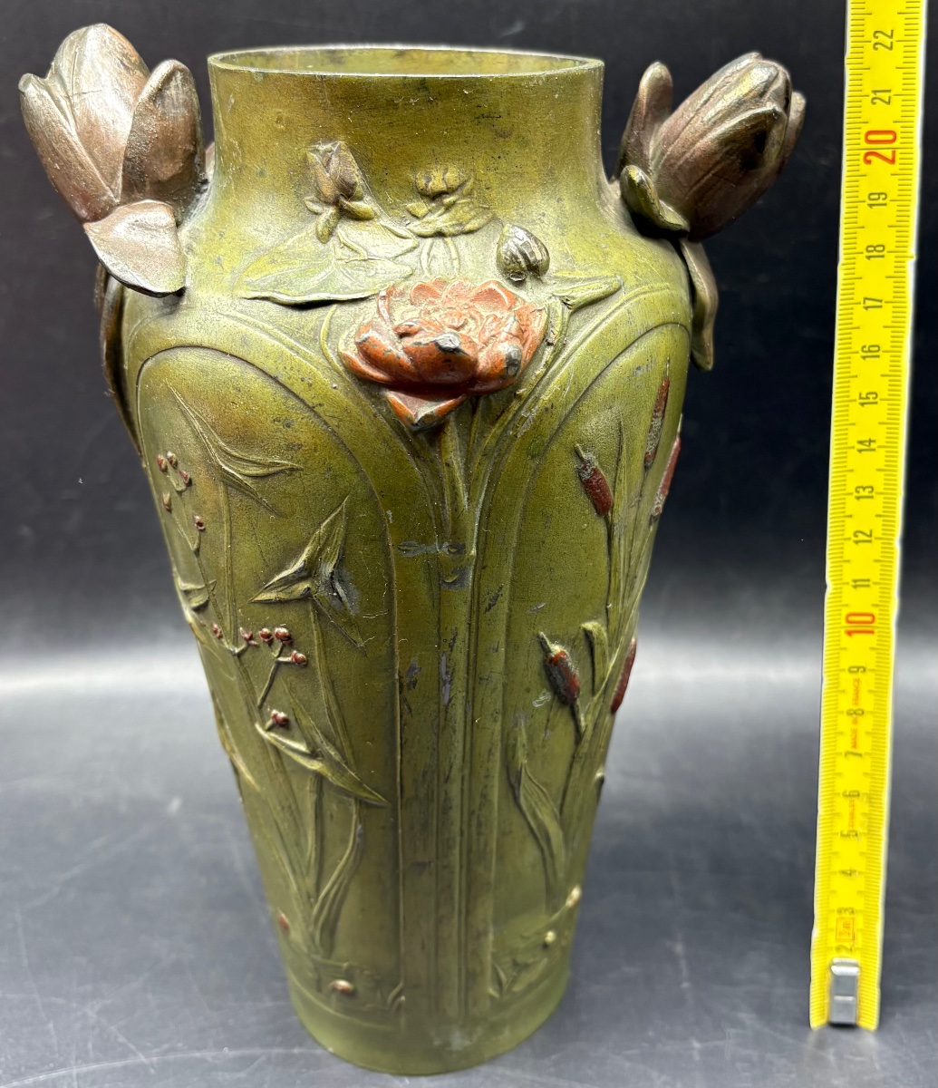 VASE EN RÉGULE PATINÉ DES ANNÉES 1900 SIGNÉ, FRANÇAIS -photo-7