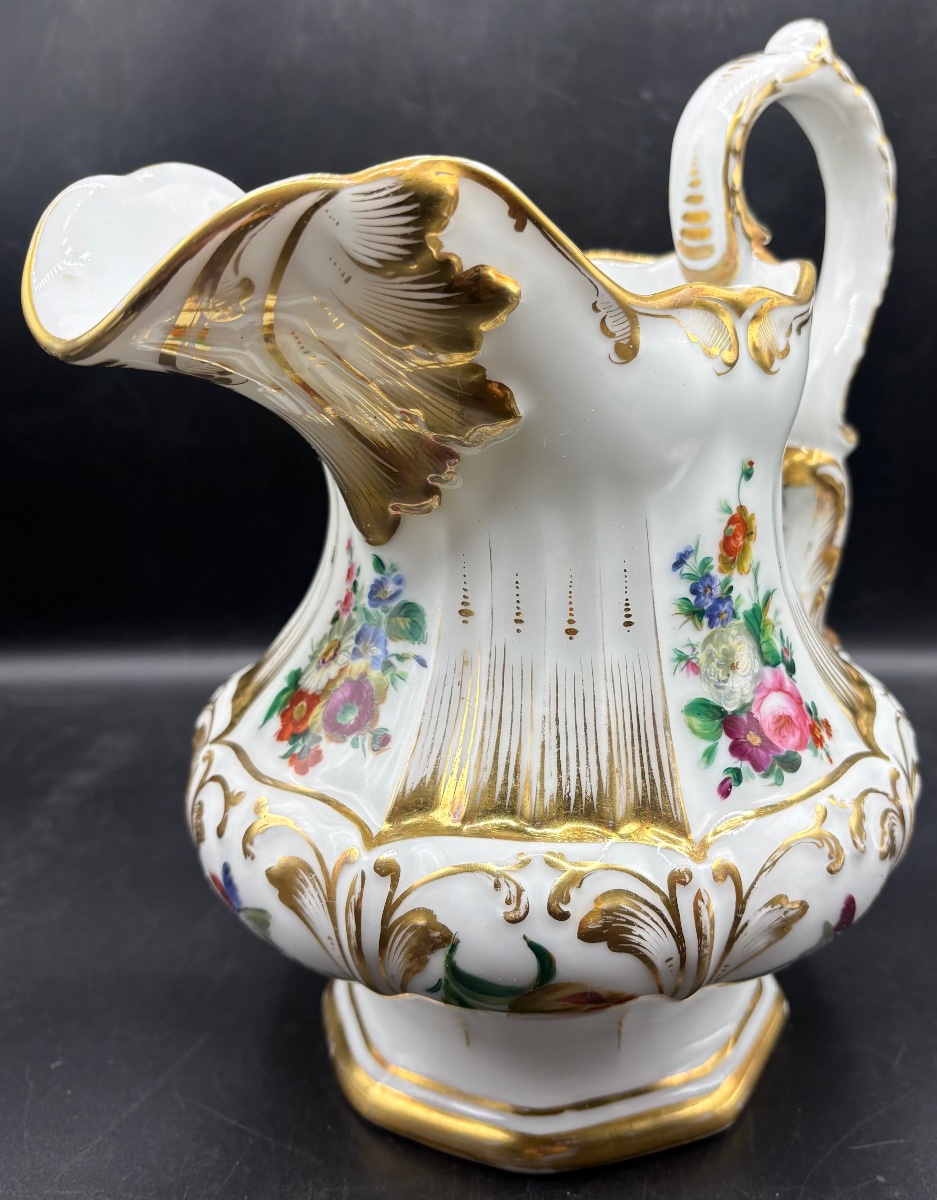 Large Enameled Porcelain Pot, Color & Gold Paint, Circa 1830, Old Paris-photo-2
