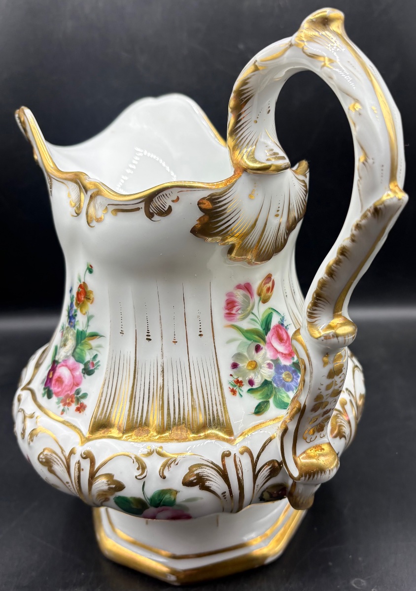 Large Enameled Porcelain Pot, Color & Gold Paint, Circa 1830, Old Paris-photo-3