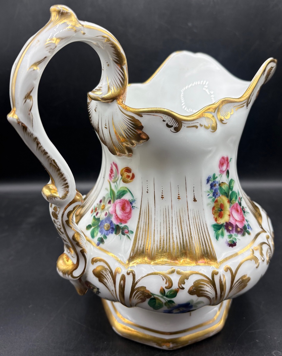 Large Enameled Porcelain Pot, Color & Gold Paint, Circa 1830, Old Paris-photo-4
