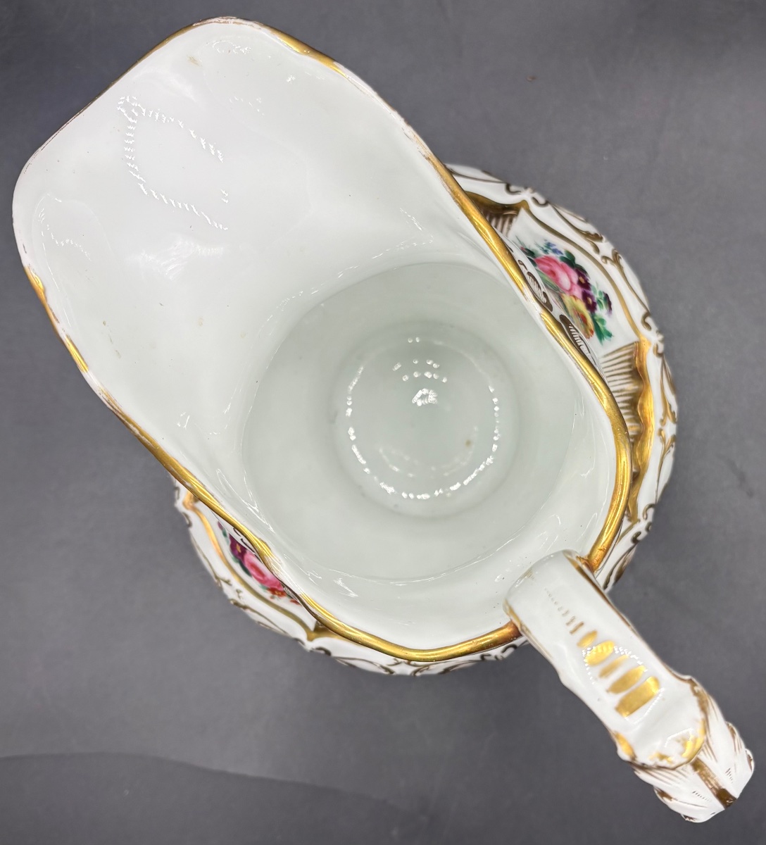 Large Enameled Porcelain Pot, Color & Gold Paint, Circa 1830, Old Paris-photo-1