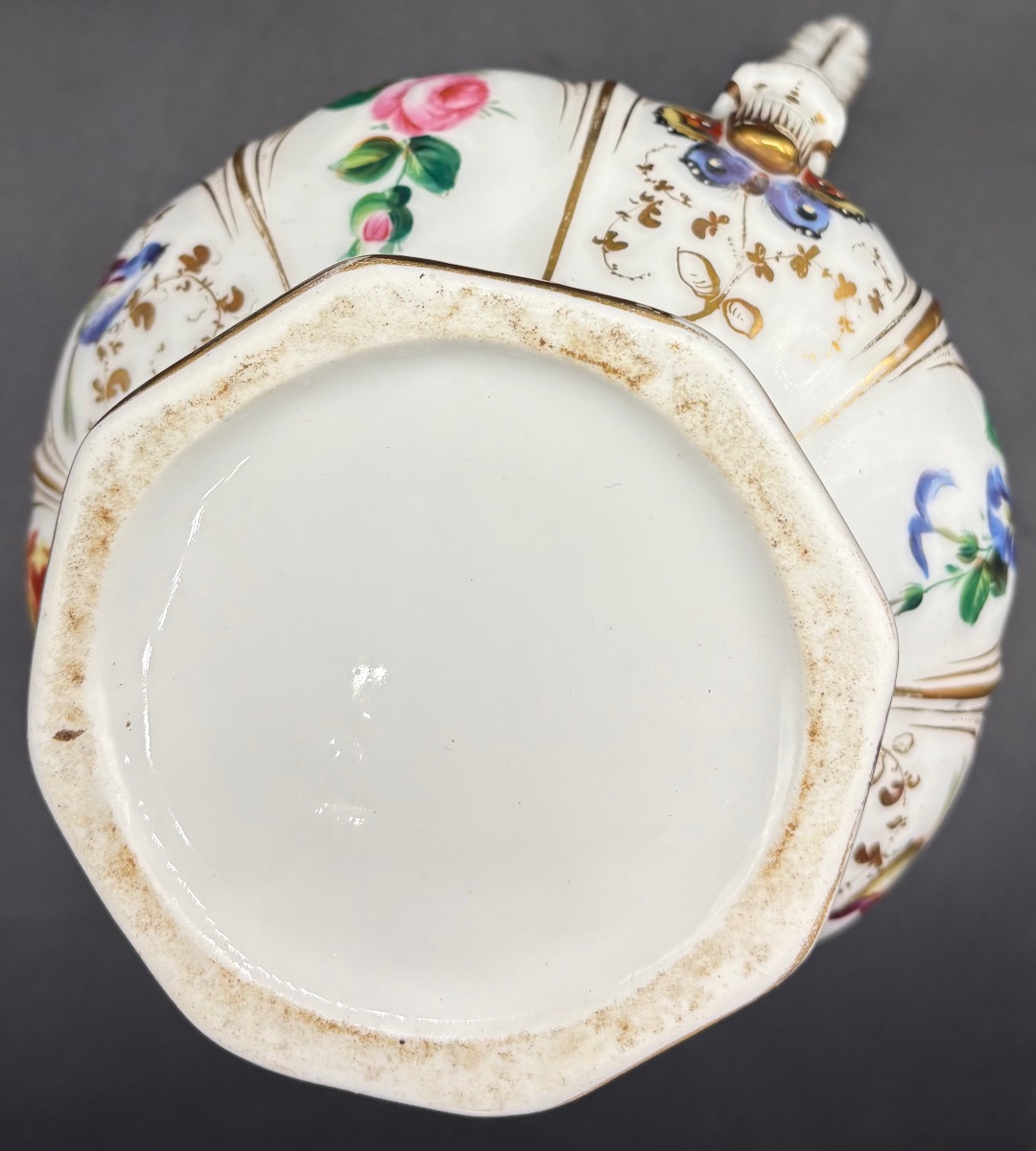 Large Enameled Porcelain Pot, Color & Gold Paint, Circa 1830, Old Paris-photo-2