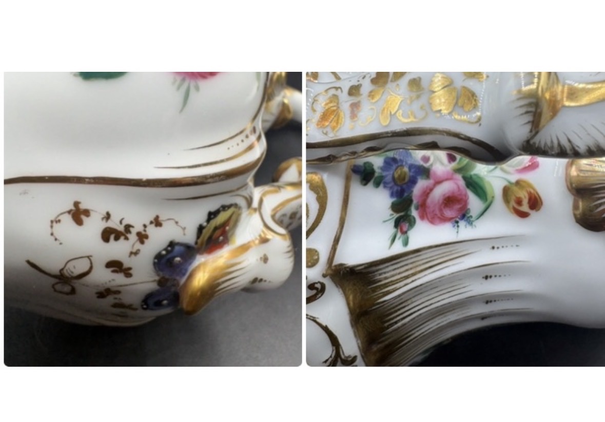 Large Enameled Porcelain Pot, Color & Gold Paint, Circa 1830, Old Paris-photo-4