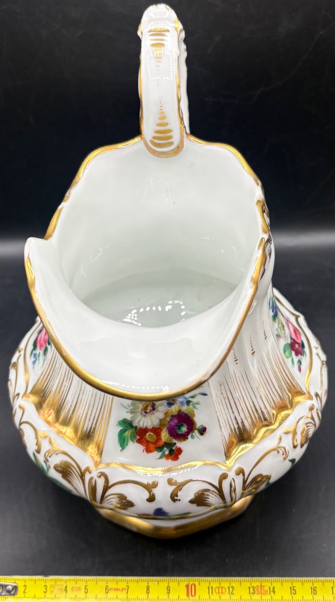 Large Enameled Porcelain Pot, Color & Gold Paint, Circa 1830, Old Paris-photo-5