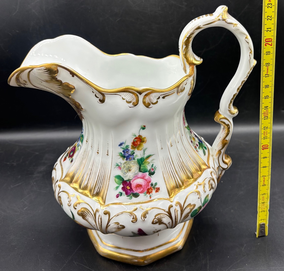 Large Enameled Porcelain Pot, Color & Gold Paint, Circa 1830, Old Paris-photo-7