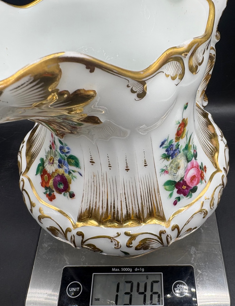 Large Enameled Porcelain Pot, Color & Gold Paint, Circa 1830, Old Paris-photo-8