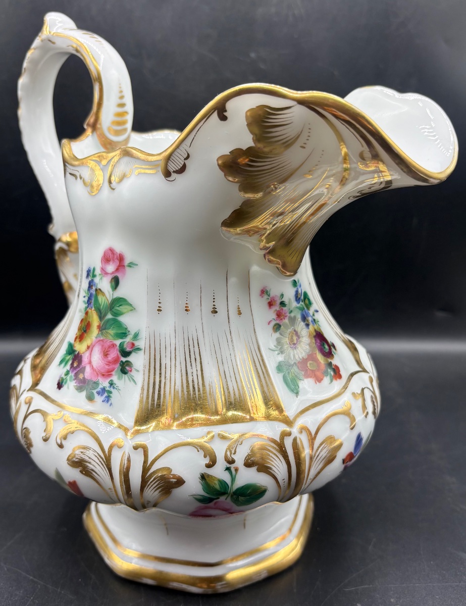 Large Enameled Porcelain Pot, Color & Gold Paint, Circa 1830, Old Paris