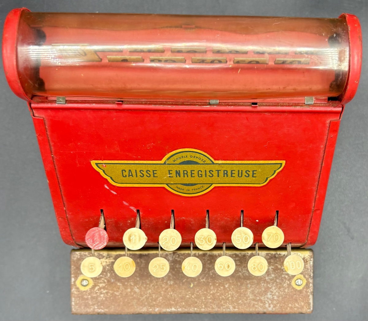 UNE CAISSE ENREGISTREUSE EN FER PEINT DES ANNÉES 1930/40 FRANÇAISE-photo-4