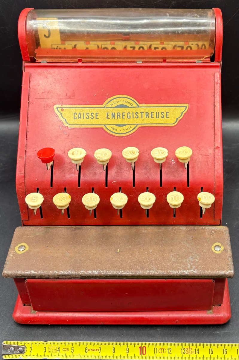 UNE CAISSE ENREGISTREUSE EN FER PEINT DES ANNÉES 1930/40 FRANÇAISE-photo-7