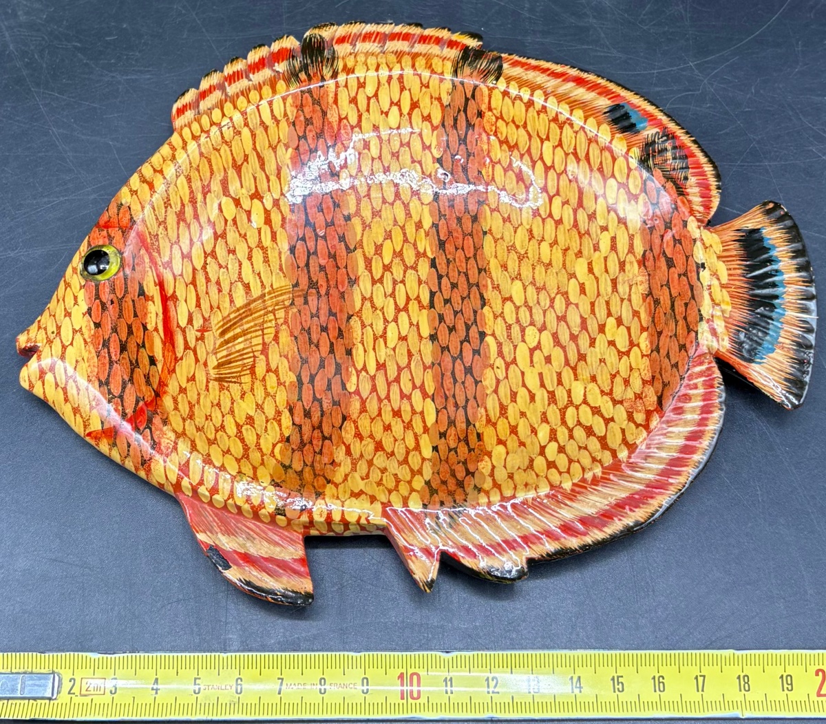 POISSON VIDE POCHE EN BOIS SCULPTÉ LAQUÉ PEINT DES ANNÉES 1930/40 JAPONAIS -photo-5