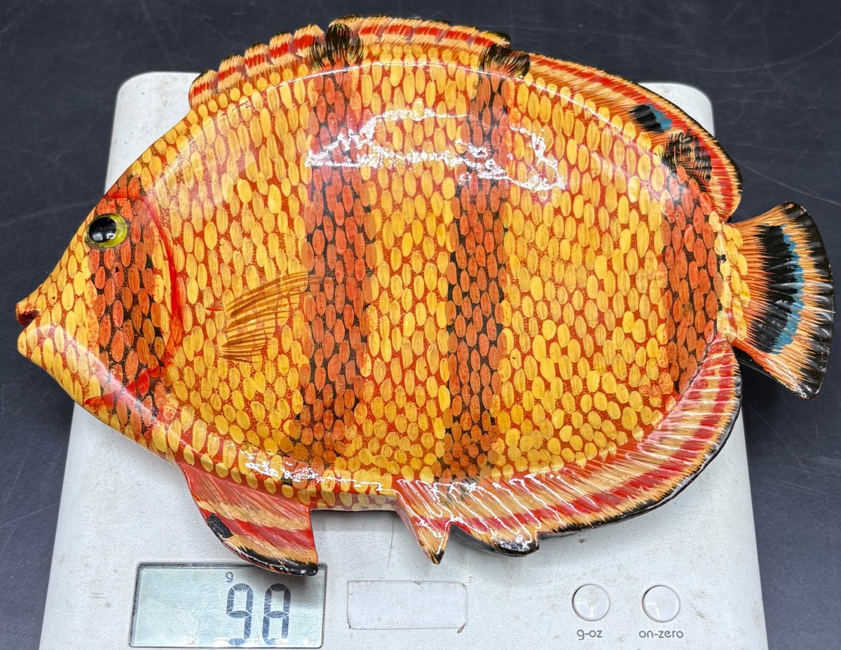 POISSON VIDE POCHE EN BOIS SCULPTÉ LAQUÉ PEINT DES ANNÉES 1930/40 JAPONAIS -photo-6