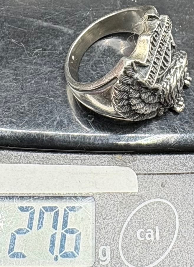 Solid Silver Ring Featuring The Harley-davidson Logo From The 1980s (european) -photo-7
