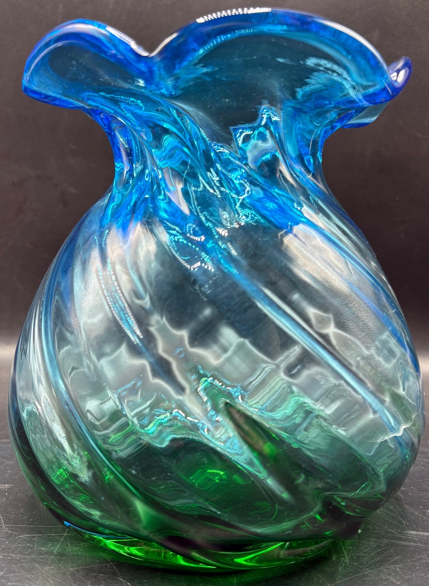 European Glass Vase With Gradient Coloring From The 1930s 