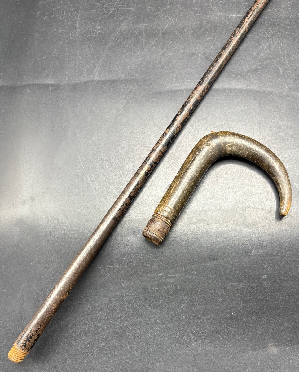 CANNE FUSIL FIN XIXÈME ACIER ET CORNE FRANÇAISE -photo-2