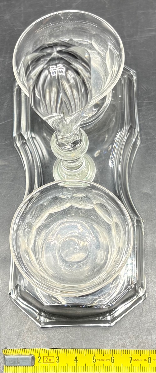 SALIÈRE DOUBLE EN CRISTAL SOUFFLÉ TAILLÉ FIN XIXÈME DE CHEZ SAINT LOUIS-photo-4