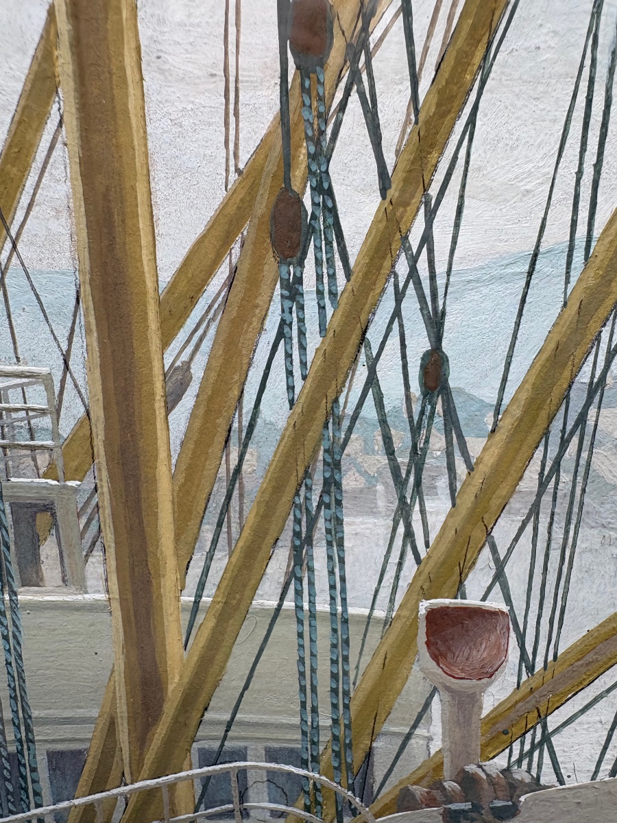 UNE GOUACHE LE PORT DE ROUEN DES ANNÉES 1900 PAR JACQUES ROUBILLE -photo-4