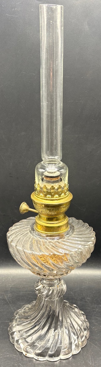 Late 19th-century Molded Blown-glass Kerosene Lamp By A. Naud-photo-4