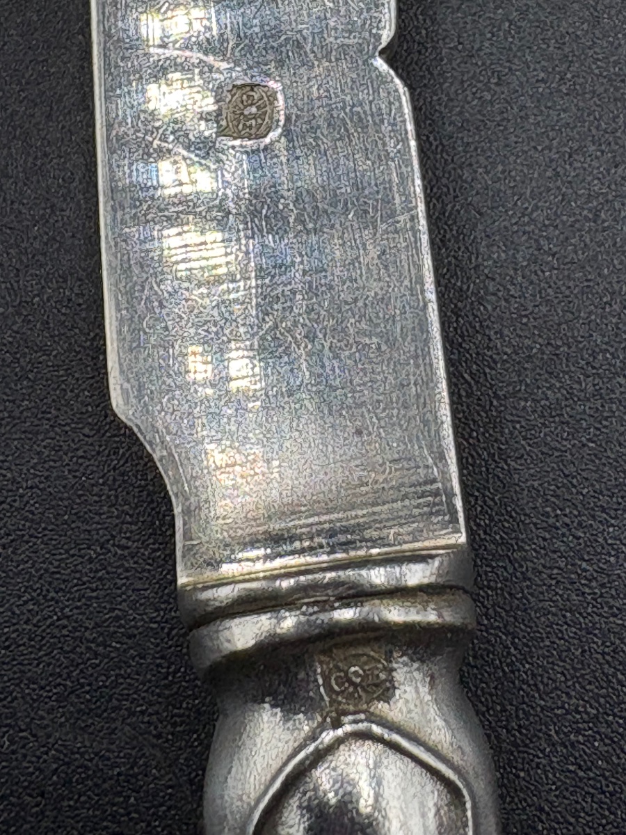 SÉRIE DE DOUZE COUTEAUX FOURCHETTES À MELON EN MÉTAL ARGENTÉ PAR CAILAR BAYARD DES ANNÉES 1900-photo-2