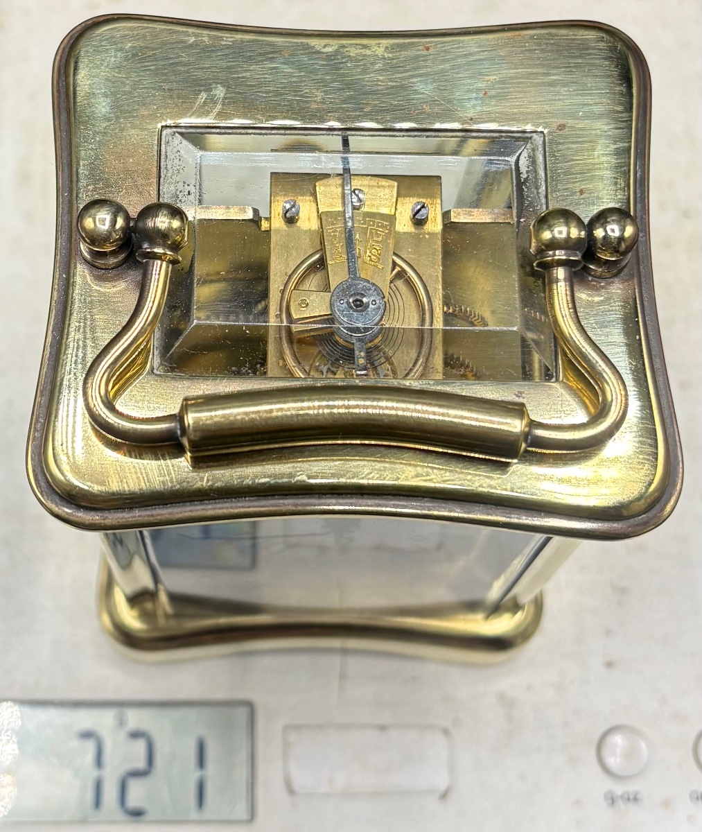 Small Officer's Clock In Polished Bronze And Beveled Glass, French, Late 19th Century-photo-8