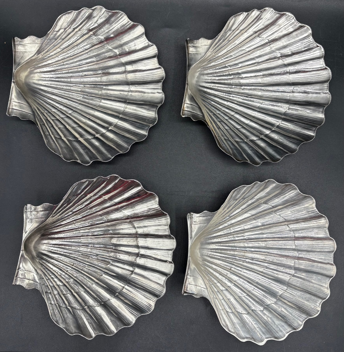 Four Silver-plated Scallop Shells From 1930s France-photo-2