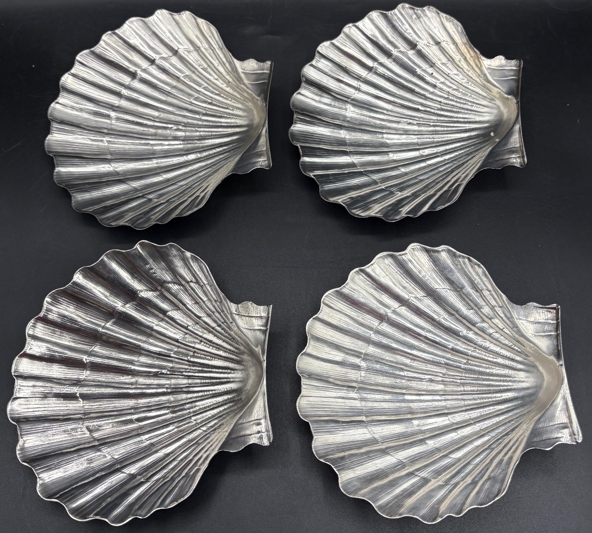 Four Silver-plated Scallop Shells From 1930s France-photo-4