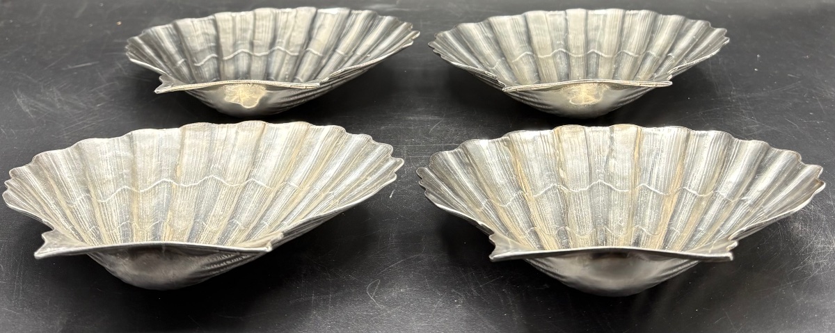 Four Silver-plated Scallop Shells From 1930s France-photo-2