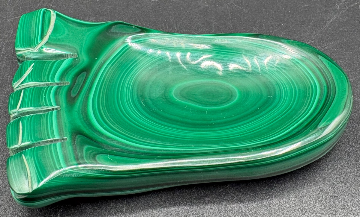 Polished, Cut Malachite Trinket Tray From The 1970s/80s, From Brazil -photo-3
