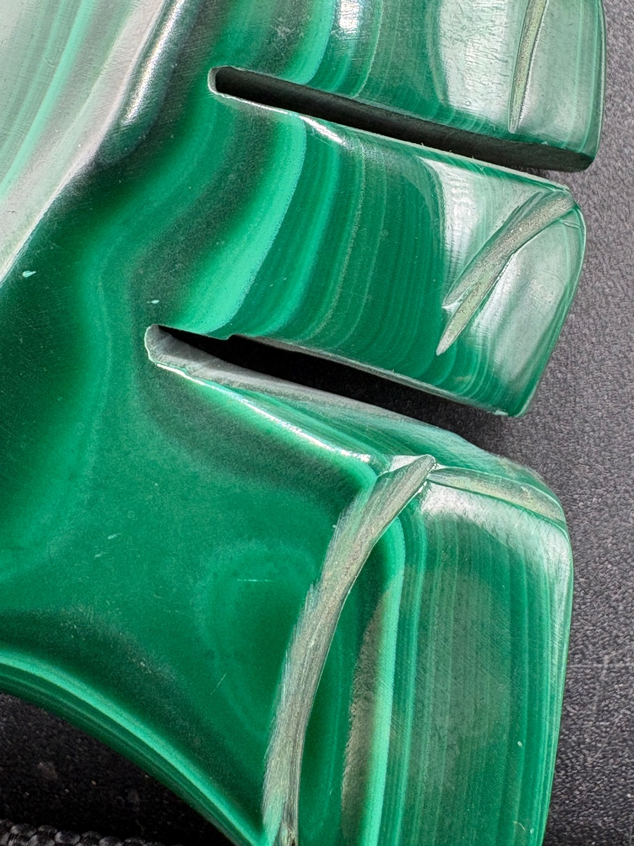 Polished, Cut Malachite Trinket Tray From The 1970s/80s, From Brazil -photo-4