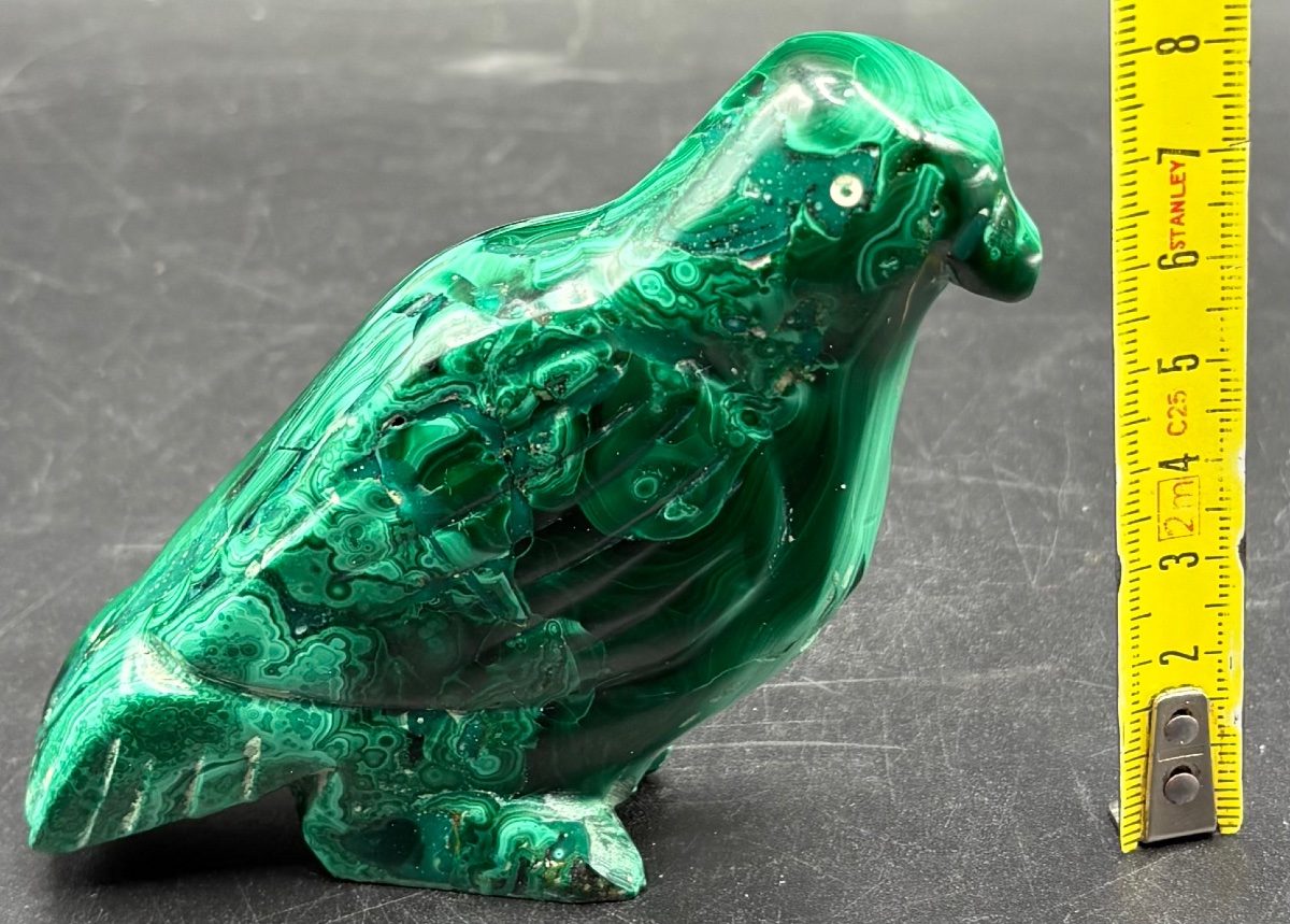 SUJET OISEAU EN MALAKITE TAILLÉE SCULPTÉE POLIE DES ANNÉES 1980 DU BRÉSIL -photo-7