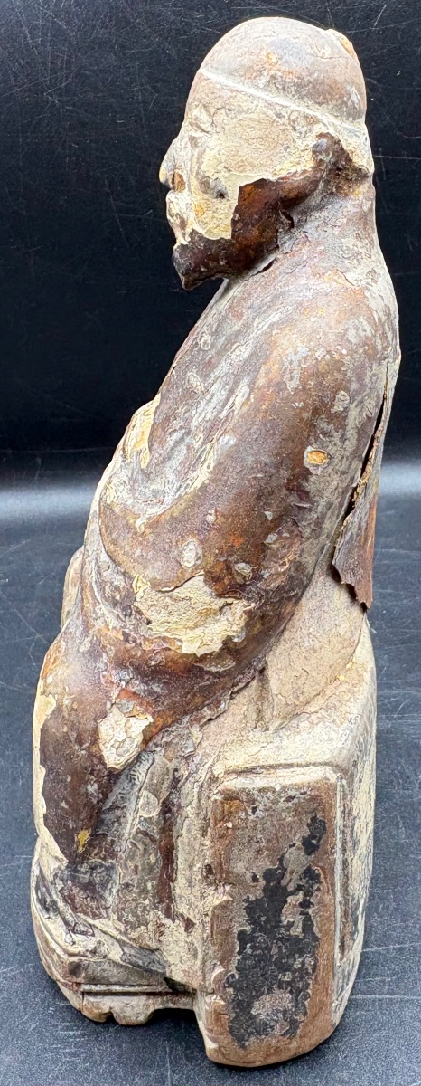 SAGE OU DIGNITAIRE EN BOIS SCULPTÉ PATINÉ XVIÈME CHINE-photo-4