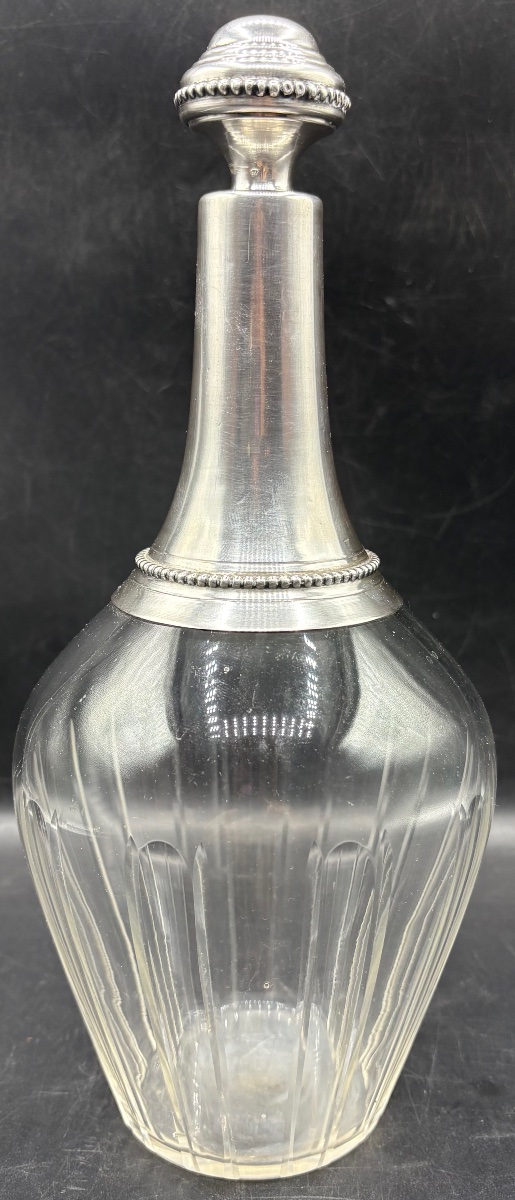 CARAFE À DÉCANTER LE VIN EN CRISTAL SOUFFLÉ TAILLÉ ET ARGENT MASSIF FIN XIXÈME FRANÇAISE-photo-4