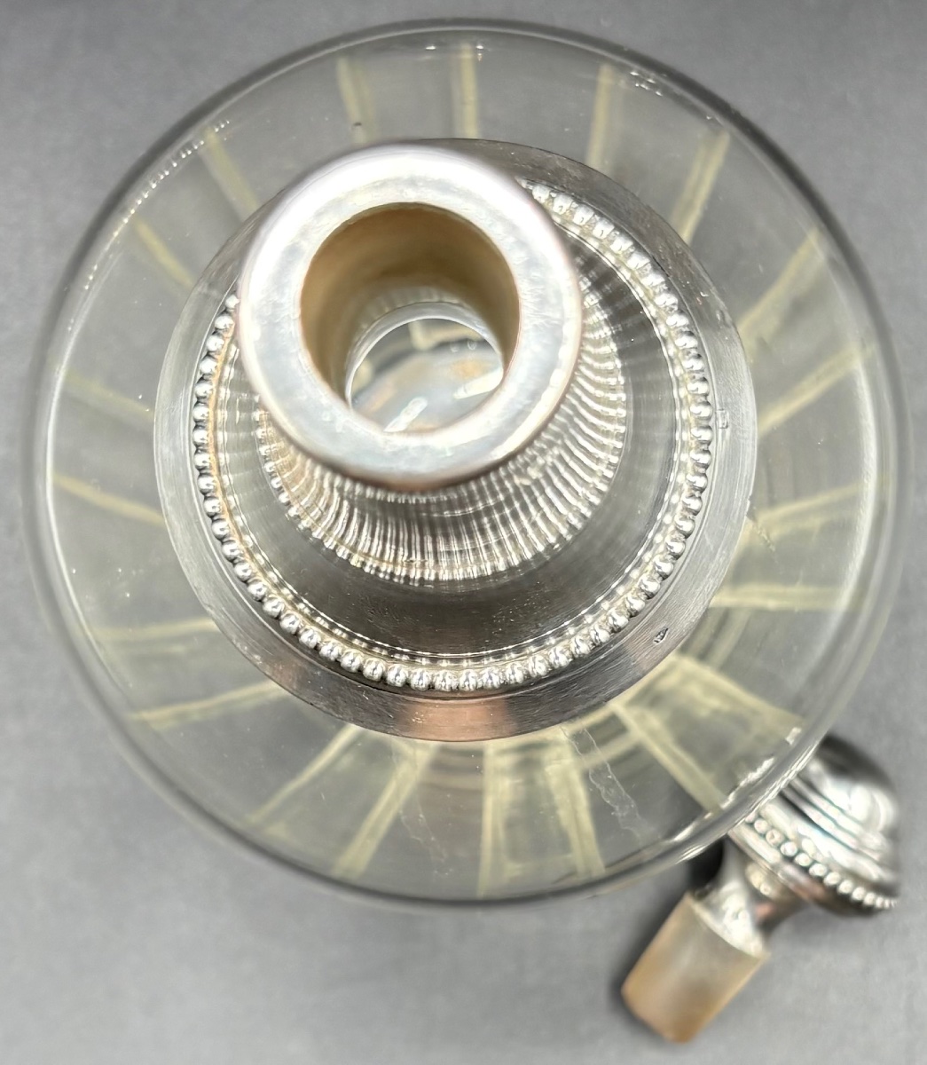 CARAFE À DÉCANTER LE VIN EN CRISTAL SOUFFLÉ TAILLÉ ET ARGENT MASSIF FIN XIXÈME FRANÇAISE-photo-3