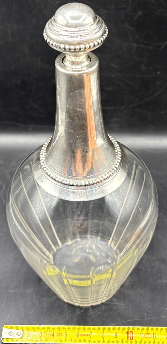 CARAFE À DÉCANTER LE VIN EN CRISTAL SOUFFLÉ TAILLÉ ET ARGENT MASSIF FIN XIXÈME FRANÇAISE-photo-6